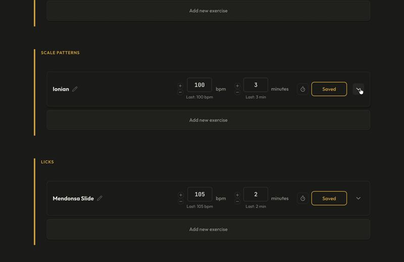 Key selector and practice tracking improvements
