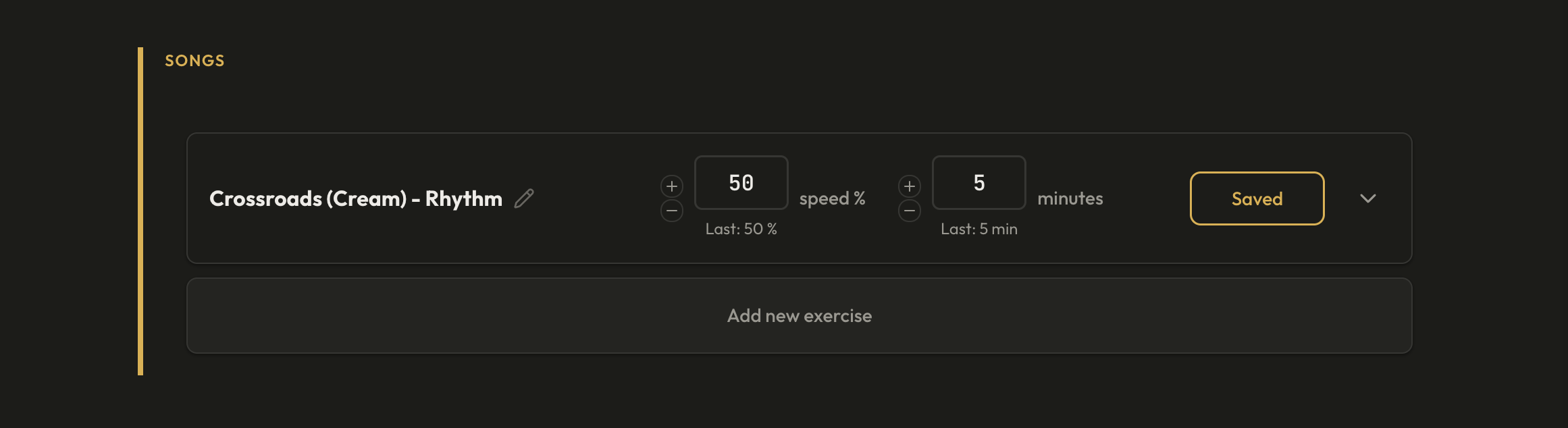 Songs now track speed as a percentage